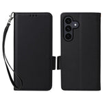 For Samsung Galaxy S26 FE / S25 FE Case Litchi Texture Wallet Leather Phone Cover with Wrist Strap