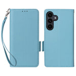 Samsung Galaxy S26 FE / S25 FE-skal i litchitexturerat läderfodral med handledsrem