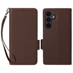 For Samsung Galaxy S26 FE / S25 FE Case Litchi Texture Wallet Leather Phone Cover with Wrist Strap