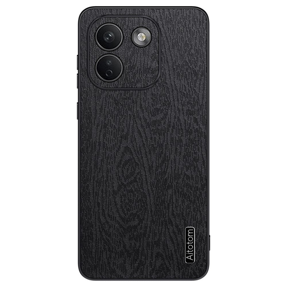 Xiaomi Redmi Note 17 Pro Max 5G-skal i trästruktur, PU-läderbelagt PC TPU-mobilskal