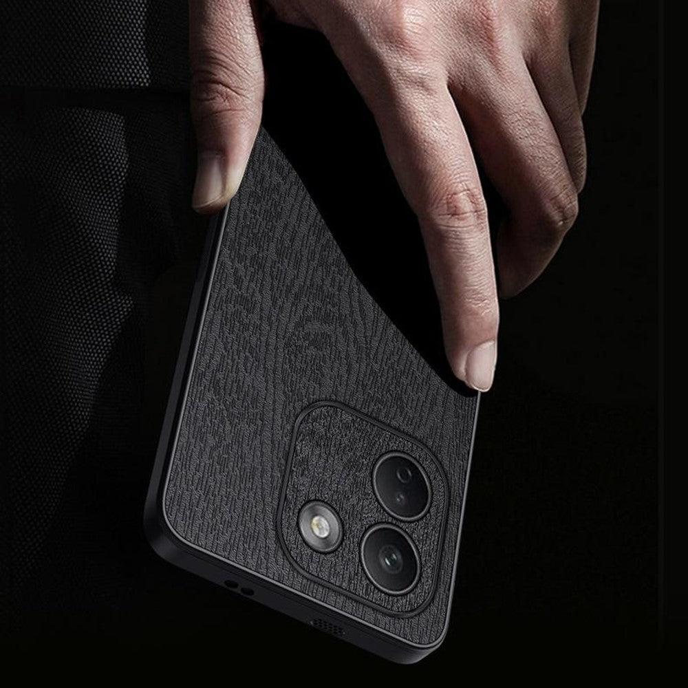 Xiaomi Redmi Note 17 Pro Max 5G-skal i trästruktur, PU-läderbelagt PC TPU-mobilskal