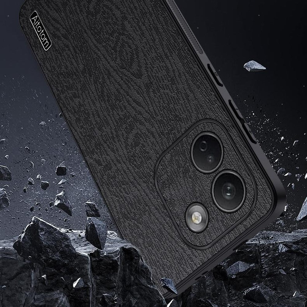 Xiaomi Redmi Note 17 Pro Max 5G-skal i trästruktur, PU-läderbelagt PC TPU-mobilskal