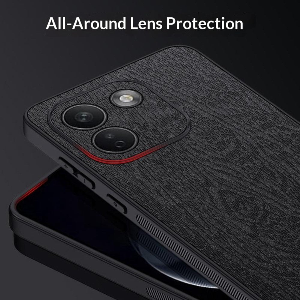 Xiaomi Redmi Note 17 Pro Max 5G-skal i trästruktur, PU-läderbelagt PC TPU-mobilskal