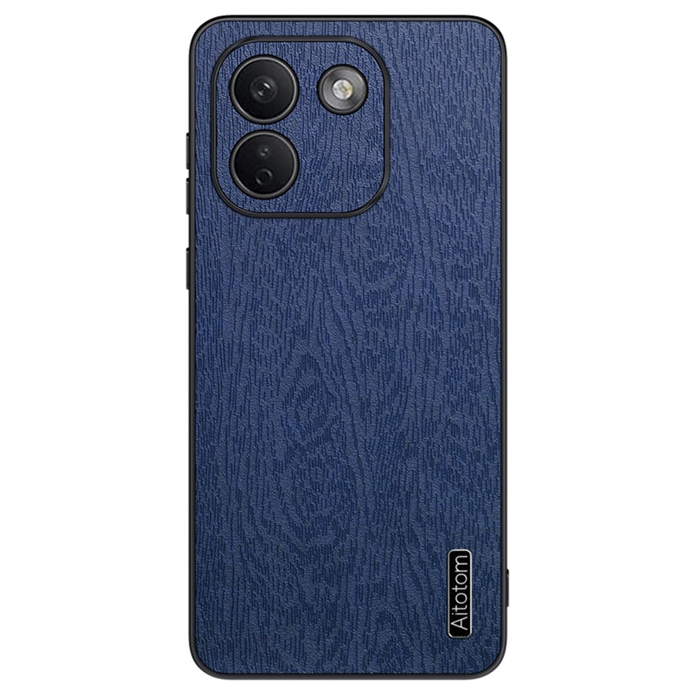 Xiaomi Redmi Note 17 Pro Max 5G-skal i trästruktur, PU-läderbelagt PC TPU-mobilskal
