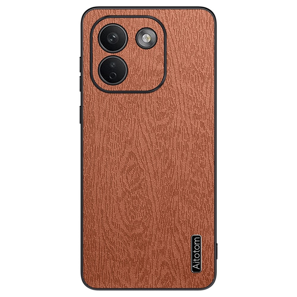 Xiaomi Redmi Note 17 Pro Max 5G-skal i trästruktur, PU-läderbelagt PC TPU-mobilskal