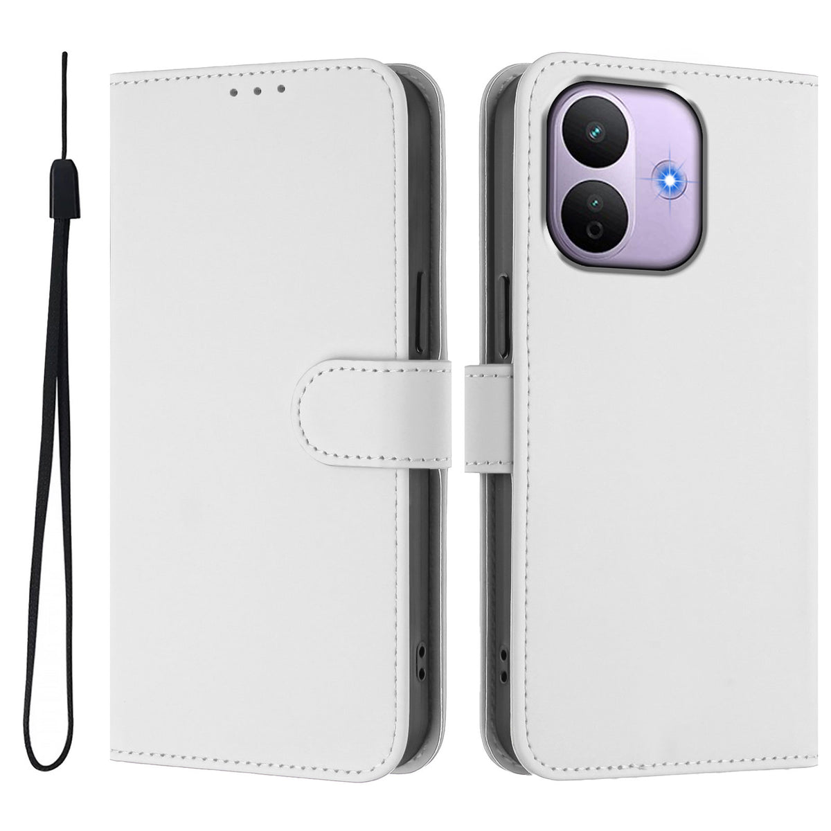For Xiaomi Redmi Note 17 Pro 5G Case Solid Color Wallet Leather Phone Cover with Strap