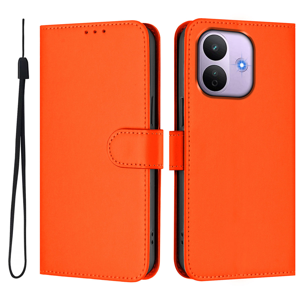 For Xiaomi Redmi Note 17 Pro 5G Case Solid Color Wallet Leather Phone Cover with Strap