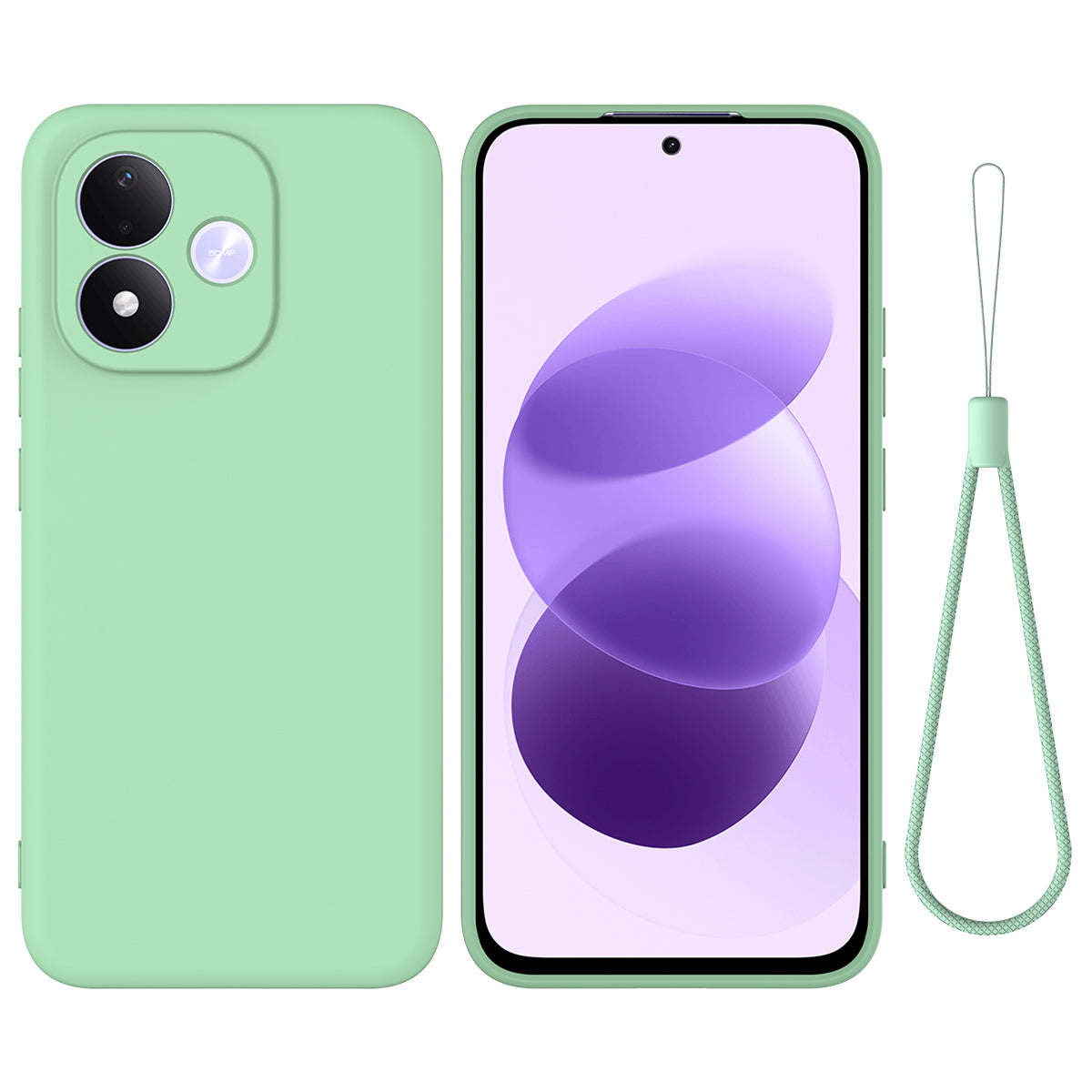 Xiaomi Redmi Note 17 5G (Global) / Xiaomi Redmi Note 17 (Indien/Kina) 5G / Xiaomi Redmi Note 17 4G (Global) flydende silikonecover, mobilbagside med håndrem