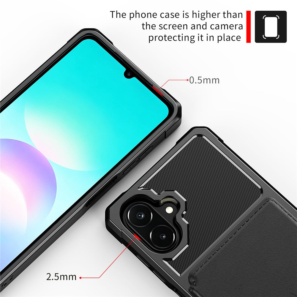 mobilskal med korthållare för Samsung Galaxy A08 5G / A08 4G / A07 5G / A07 4G / A07s 4G / A06 4G / A06 4G, PU-läder + TPU-bakstycke