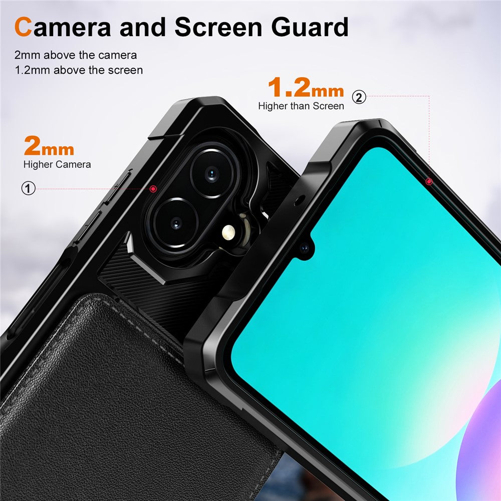 Mobilcover med kortholder til Samsung Galaxy A08 5G / A08 4G / A07 5G / A07 4G / A07s 4G / A06 5G / A06 4G, PU-læder + TPU-bagside