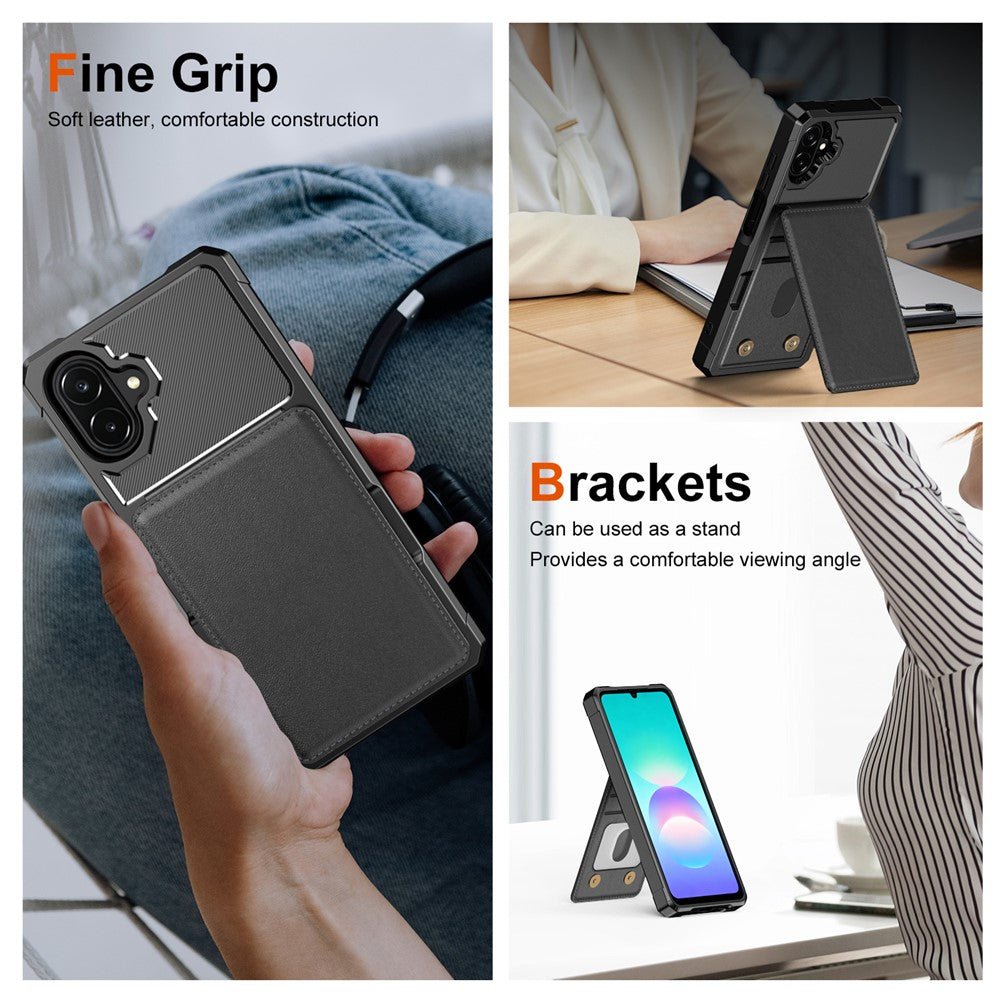 Mobilcover med kortholder til Samsung Galaxy A08 5G / A08 4G / A07 5G / A07 4G / A07s 4G / A06 5G / A06 4G, PU-læder + TPU-bagside