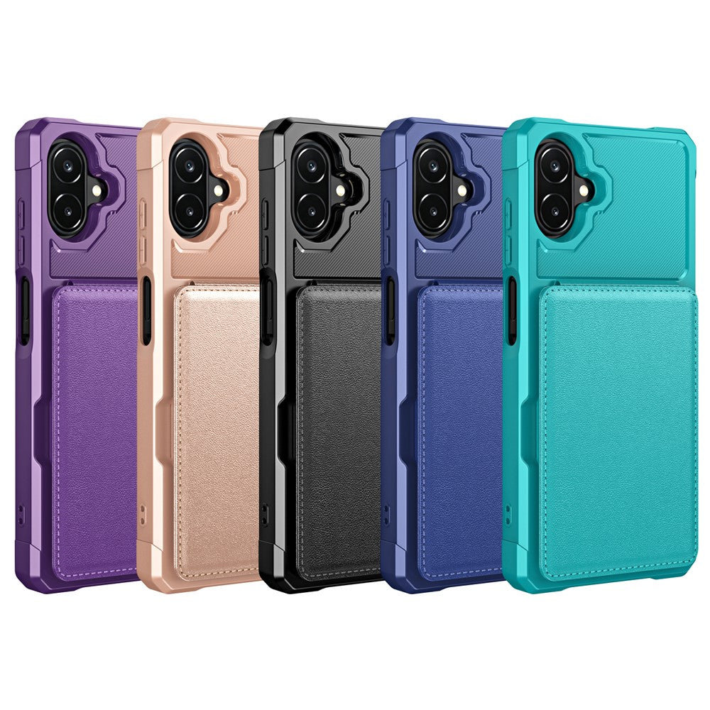 Mobilcover med kortholder til Samsung Galaxy A08 5G / A08 4G / A07 5G / A07 4G / A07s 4G / A06 5G / A06 4G, PU-læder + TPU-bagside