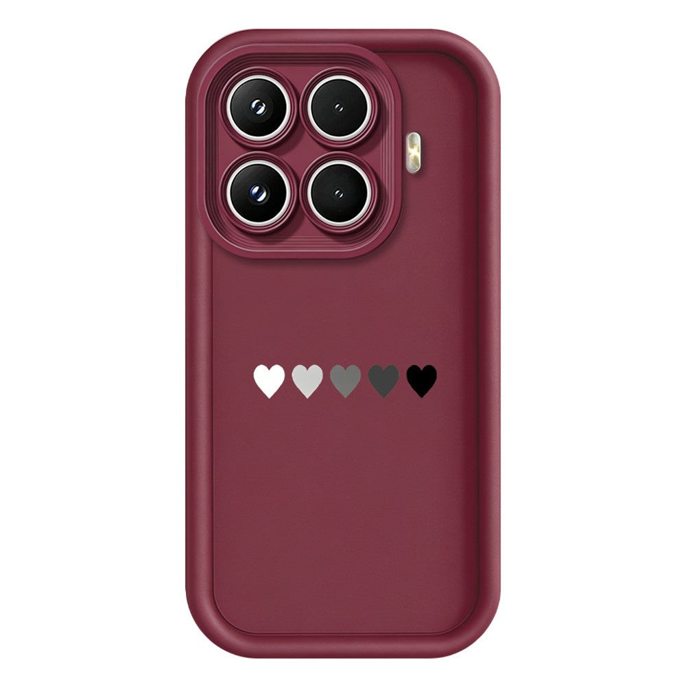 For Xiaomi 17T Pro TPU Case Rubberized Anti-Slip Five Heart Pattern Phone Back Cover