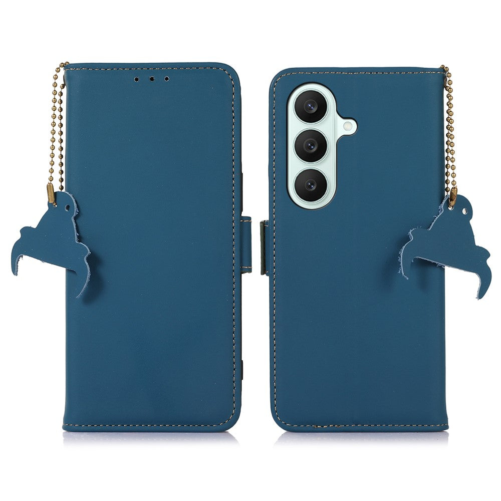 Plånboksfodral för Samsung Galaxy A18 5G / A18 4G / A17 5G / A17 4G Fallskyddande mobilfodral i äkta koläder, RFID-blockerande