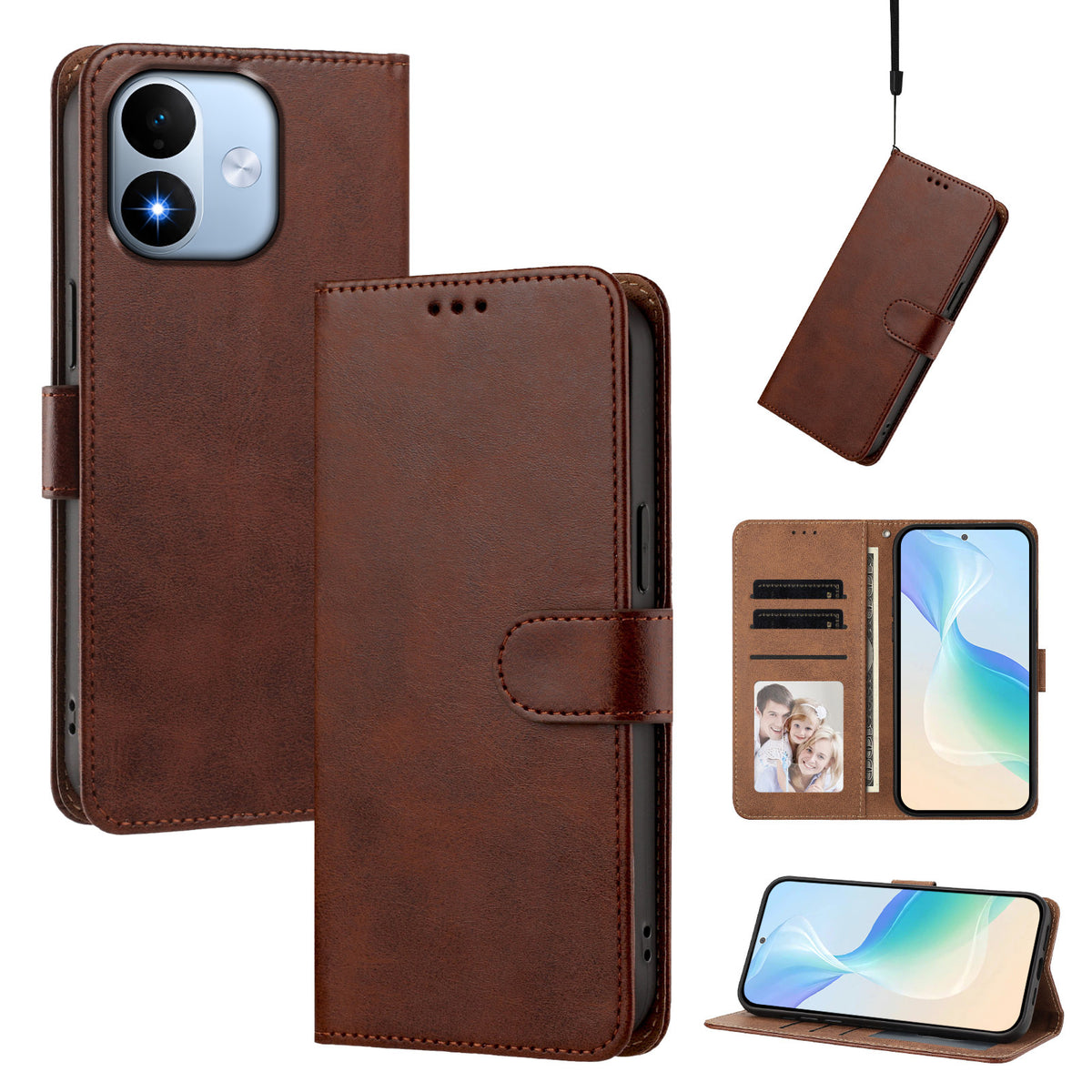 Xiaomi Redmi Note 17 5G (Global) / Xiaomi Redmi Note 17 (Indien/Kina) 5G / Xiaomi Redmi Note 17 4G (Global) fodral plånbok fällbart stativ PU-läder mobilfodral med handledsrem