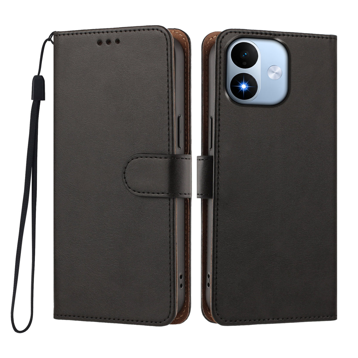 Xiaomi Redmi Note 17 5G (Global) / Xiaomi Redmi Note 17 (Indien/Kina) 5G / Xiaomi Redmi Note 17 4G (Global) fodral plånbok fällbart stativ PU-läder mobilfodral med handledsrem