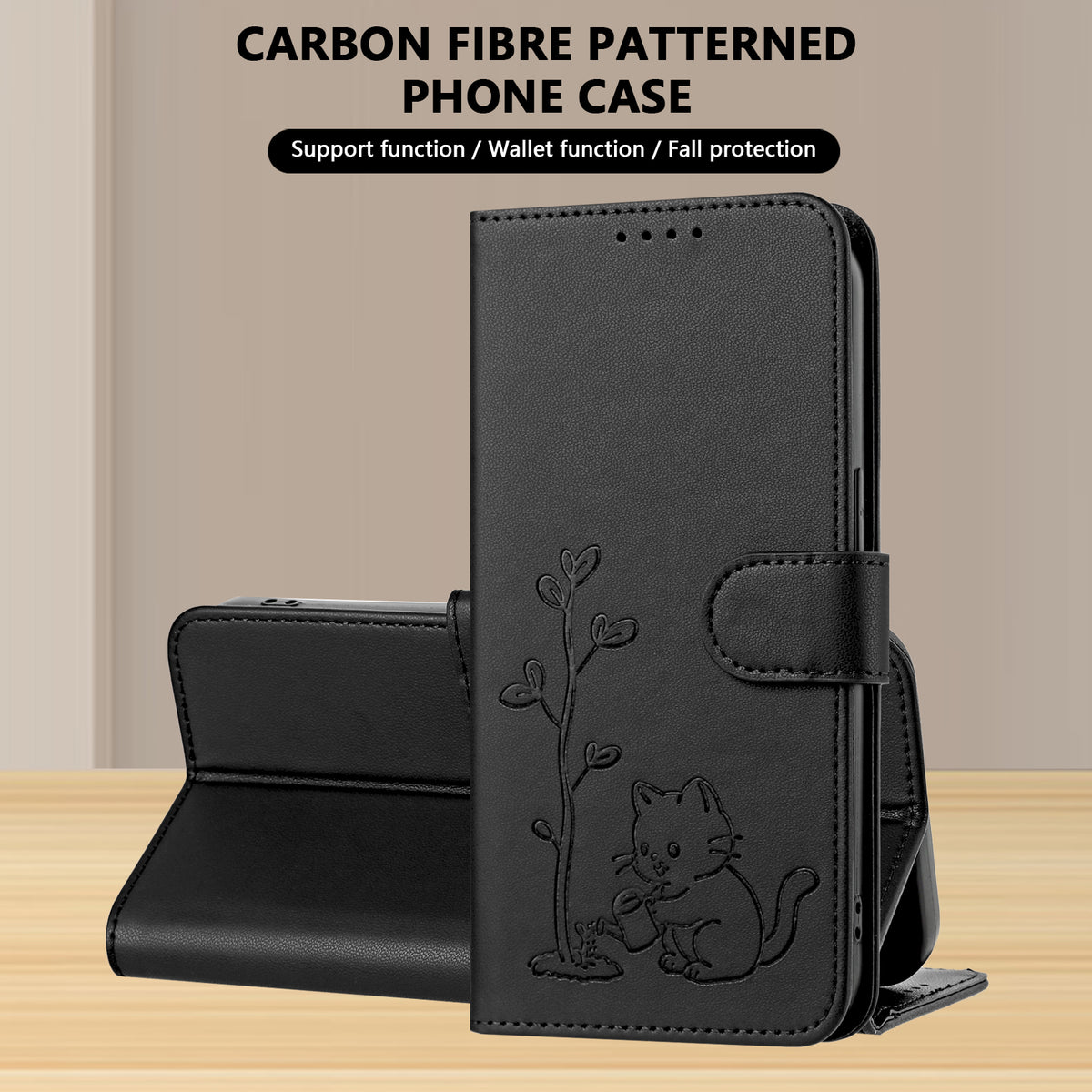 For Xiaomi Redmi Note 17 5G (Global) / Xiaomi Redmi Note 17 (India/China) 5G / Xiaomi Redmi Note 17 4G (Global) Case Cat Watering Plant Pattern PU Leather Wallet Stand Phone Cover