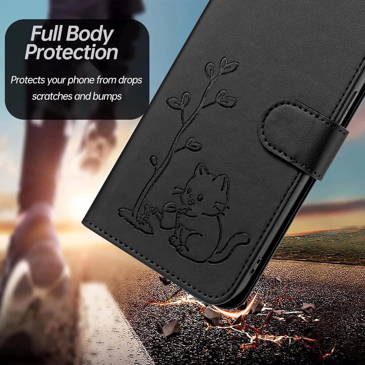 For Xiaomi Redmi Note 17 5G (Global) / Xiaomi Redmi Note 17 (India/China) 5G / Xiaomi Redmi Note 17 4G (Global) Case Cat Watering Plant Pattern PU Leather Wallet Stand Phone Cover