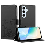 Samsung Galaxy S25 FE / Galaxy S26 FE-cover med kat, der vander planter, mønster, PU-læder, tegnebogsetui