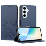 Samsung Galaxy S25 FE / Galaxy S26 FE-cover med kat, der vander planter, mønster, PU-læder, tegnebogsetui