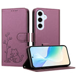 Samsung Galaxy S25 FE / Galaxy S26 FE-cover med kat, der vander planter, mønster, PU-læder, tegnebogsetui