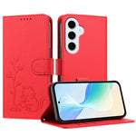 Samsung Galaxy S25 FE / Galaxy S26 FE-cover med kat, der vander planter, mønster, PU-læder, tegnebogsetui