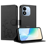 Xiaomi Redmi Note 17 Pro 5G-skal Katt, vattnande växtmönster, PU-läder, plånboksfodral, mobilskal