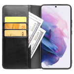 QIALINO ægte lædercover til Samsung Galaxy S23+, stop-sikkert flipcover i erhvervsstil, pungcover med stativ