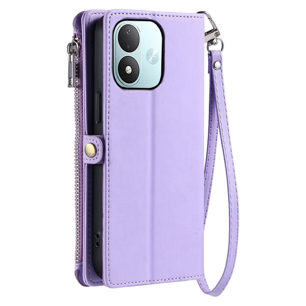 Plånboksfodral för Xiaomi Redmi Note 17 5G (Global) / 17 4G (Global) / 17 (Indien/Kina) 5G TPU + PU-lädermobilskal med handledsrem