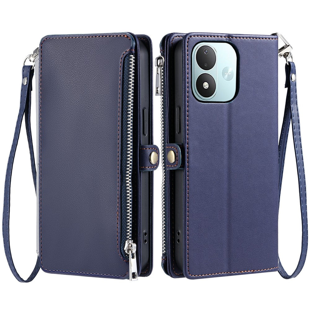 Plånboksfodral för Xiaomi Redmi Note 17 5G (Global) / 17 4G (Global) / 17 (Indien/Kina) 5G TPU + PU-lädermobilskal med handledsrem