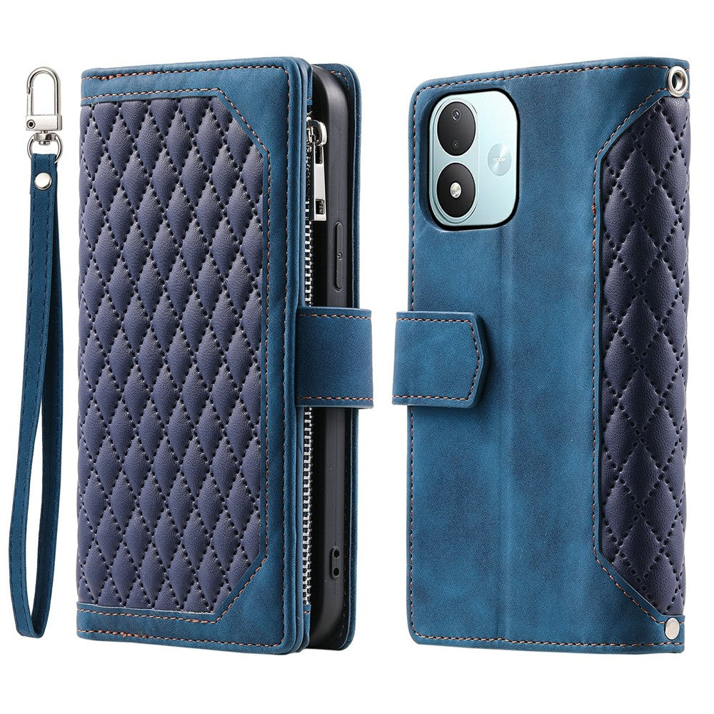 Pung-etui til Xiaomi Redmi Note 17 5G (Global) / 17 4G (Global) / 17 (Indien/Kina) 5G, mobilcover i PU-læder med håndledsrem