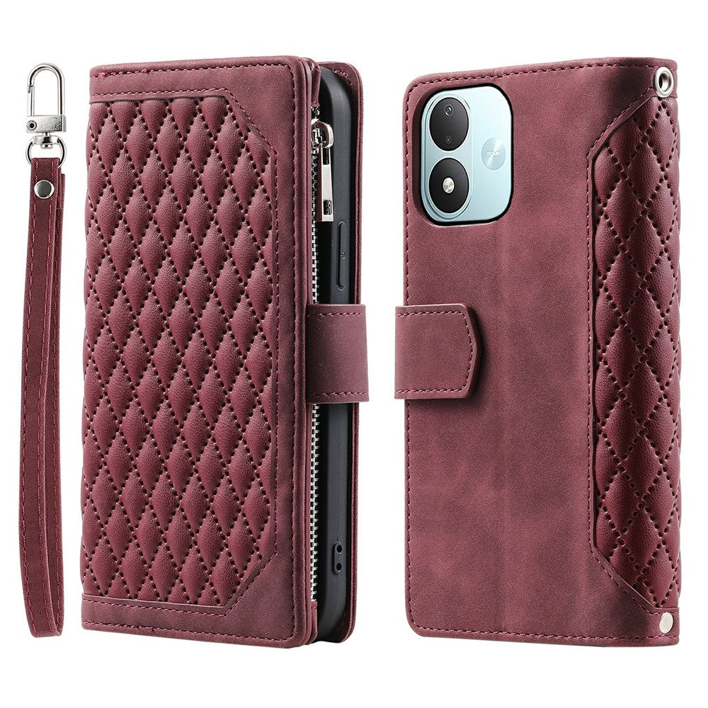 Pung-etui til Xiaomi Redmi Note 17 5G (Global) / 17 4G (Global) / 17 (Indien/Kina) 5G, mobilcover i PU-læder med håndledsrem