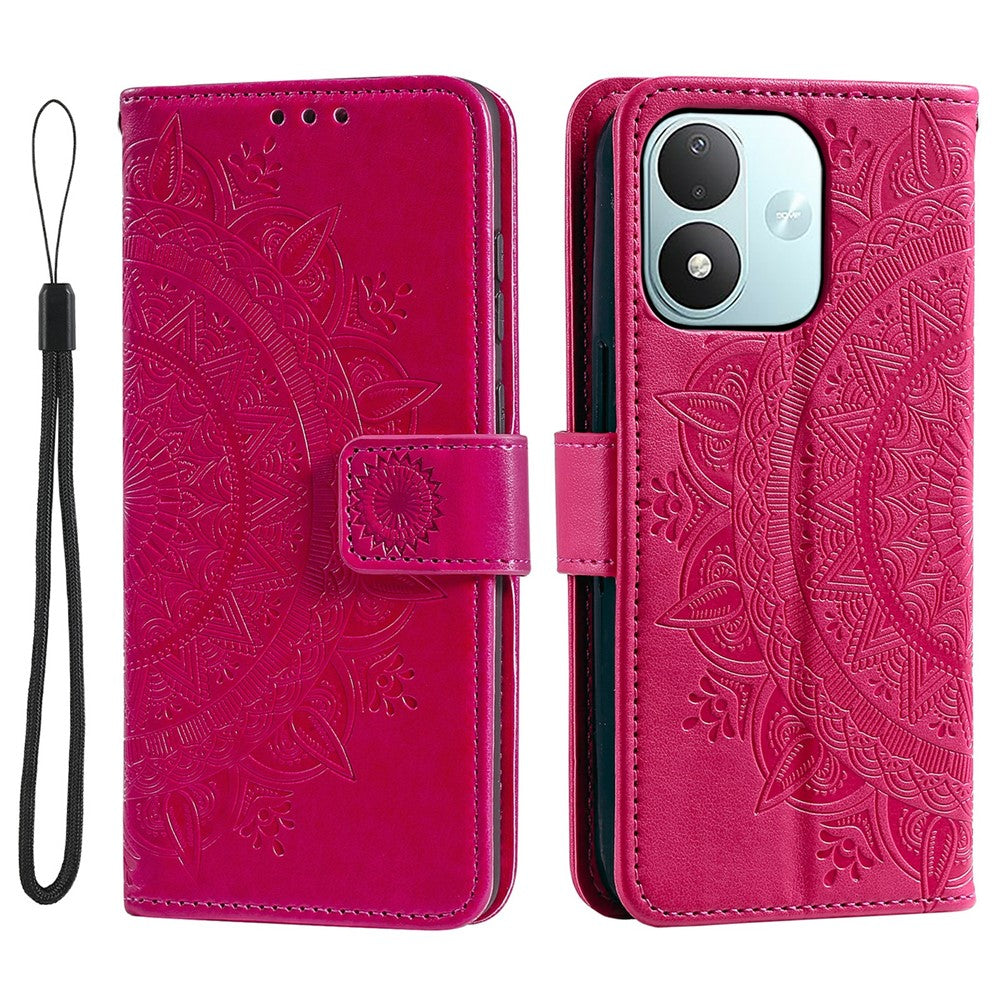 Stativcover til Xiaomi Redmi Note 17 5G (Global) / 17 4G (Global) / 17 (Indien/Kina) 5G, trykt totemcover i PU-læder med håndledsrem