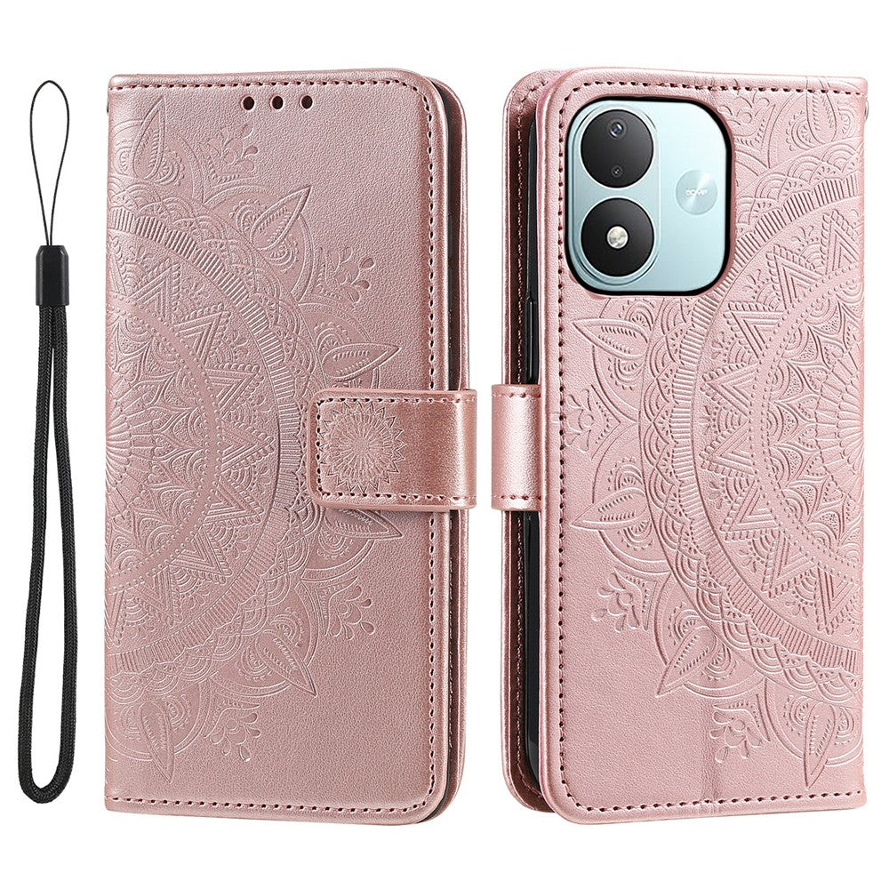 Stativcover til Xiaomi Redmi Note 17 5G (Global) / 17 4G (Global) / 17 (Indien/Kina) 5G, trykt totemcover i PU-læder med håndledsrem