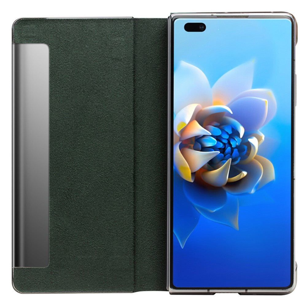 QIALINO Shockproof Cover for Huawei Mate X2 5G Genuine Cowhide Leather Phone Case Anti-Fall Phone Case with View Window