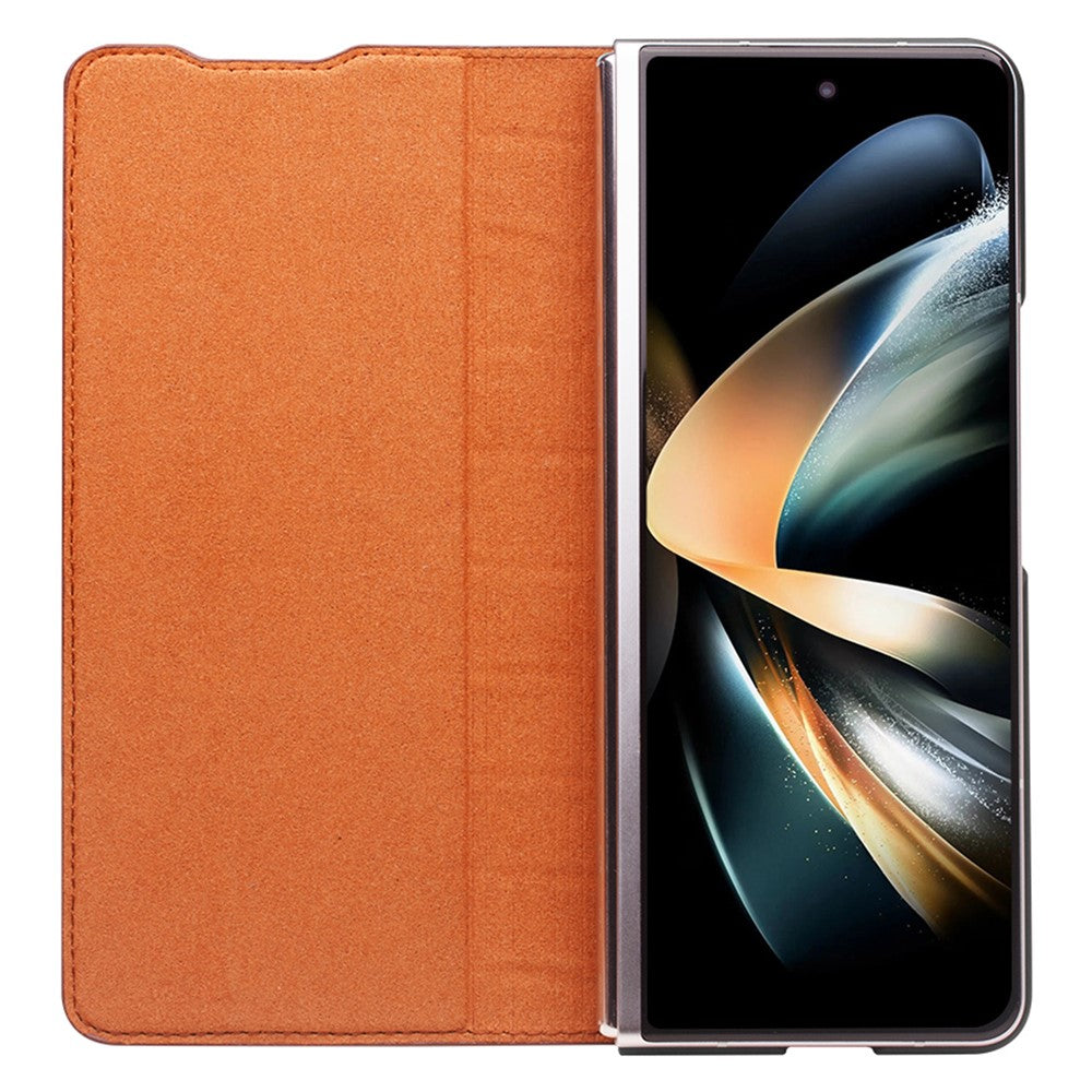 QIALINO mobilcover med krokodillestruktur til Samsung Galaxy Z Fold4 5G, stødsikkert kohudslæderetui i business-stil