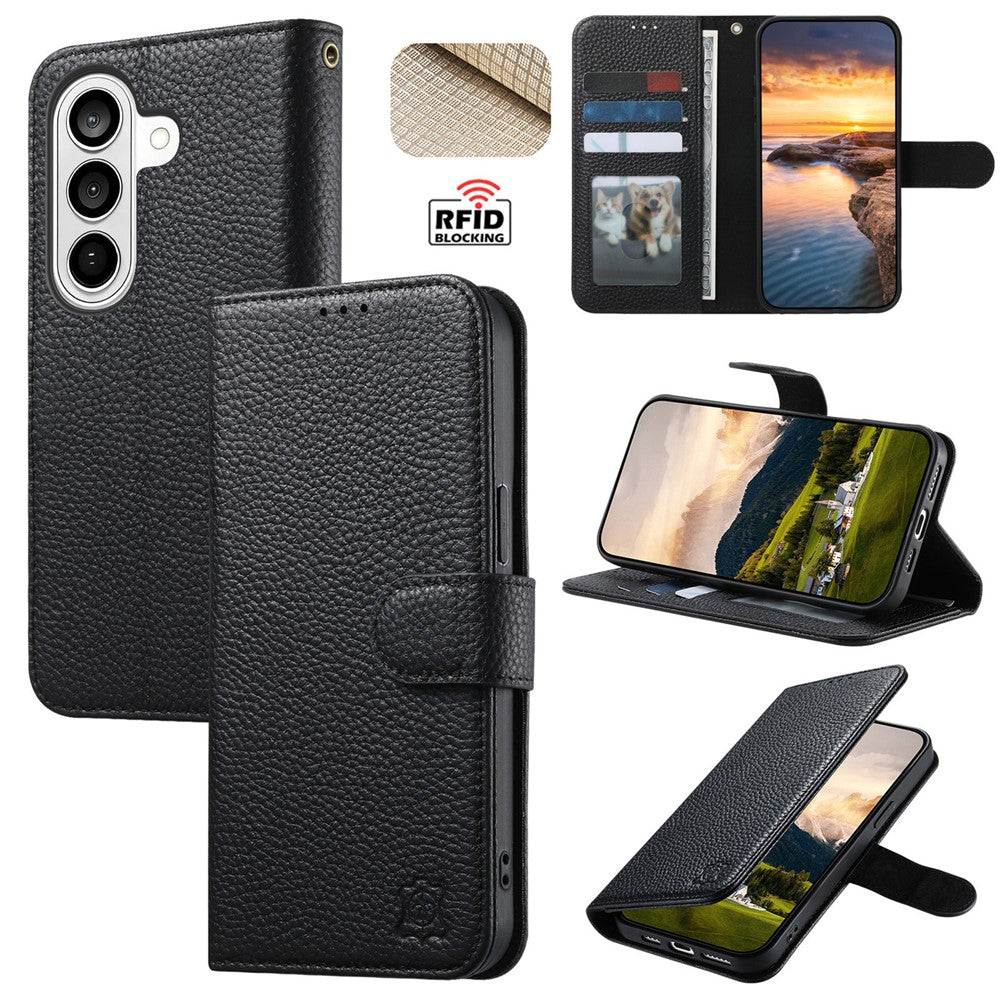 For Samsung Galaxy S25+ Case RFID Blocking Wallet Split Leather Phone Cover