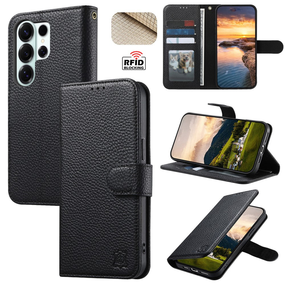 For Samsung Galaxy S25 Ultra Case RFID Blocking Wallet Split Leather Phone Cover