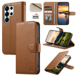 For Samsung Galaxy S24 Ultra Case RFID Blocking Wallet Split Leather Phone Cover