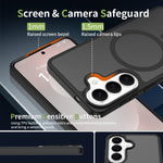 Samsung Galaxy A37 5G Magnetiskt Skal TPU + PC Anti-fingeravtrycksskyddande mobilskal med Skärmskydd i Högt Aluminium-Silicon Glas + Linsskydd i Härdat Glas