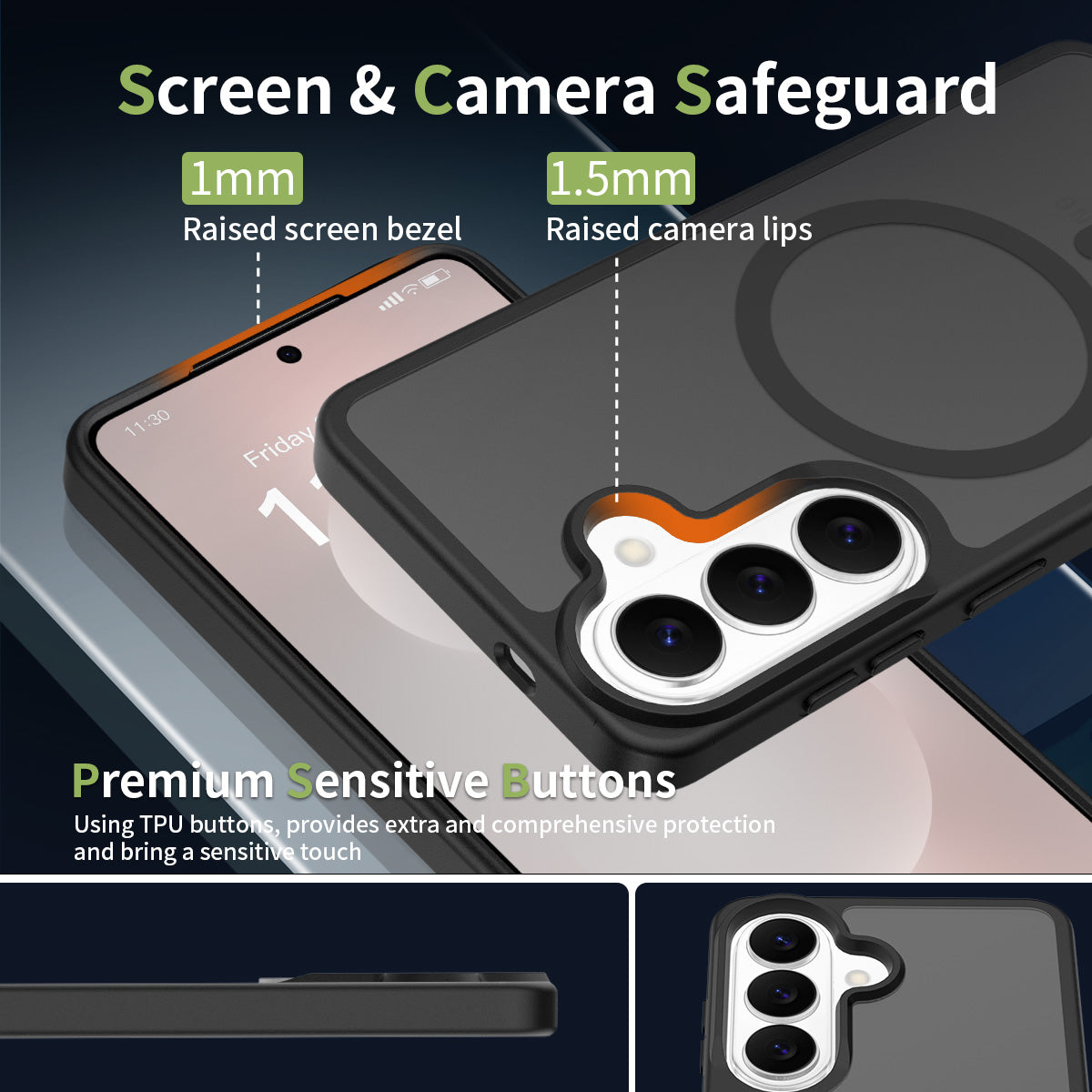 Samsung Galaxy A37 5G Magnetiskt Skal TPU + PC Anti-fingeravtrycksskyddande mobilskal med Skärmskydd i Högt Aluminium-Silicon Glas + Linsskydd i Härdat Glas