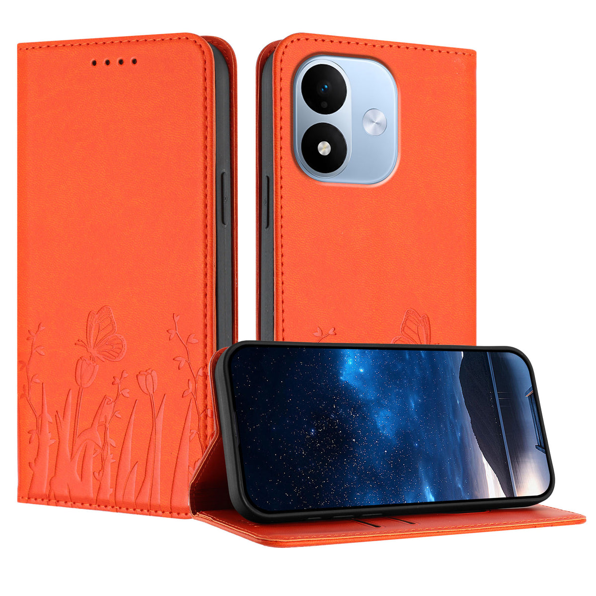 Xiaomi Redmi Note 17 Pro 5G Tulpan- och fjärilsmönster Magnetisk stängning PU-läder Plånboksfodral