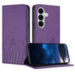 Samsung Galaxy S26 / Galaxy S27 tulpan- och fjärilsmönster Magnetstängning PU-läder plånboksfodral