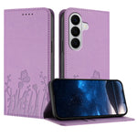 Samsung Galaxy S26 / Galaxy S27 tulpan- och fjärilsmönster Magnetstängning PU-läder plånboksfodral