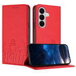 Samsung Galaxy S26 / Galaxy S27 tulpan- och fjärilsmönster Magnetstängning PU-läder plånboksfodral