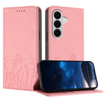 Samsung Galaxy S26 / Galaxy S27 tulpan- och fjärilsmönster Magnetstängning PU-läder plånboksfodral