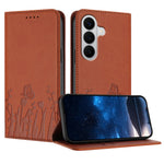 Samsung Galaxy S26 / Galaxy S27 tulpan- och fjärilsmönster Magnetstängning PU-läder plånboksfodral