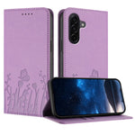 Samsung Galaxy A57 5G Tulpan- och fjärilsmönster Magnetstängning PU-läder Plånboksfodral