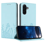 Samsung Galaxy A57 5G Tulpan- och fjärilsmönster Magnetstängning PU-läder Plånboksfodral