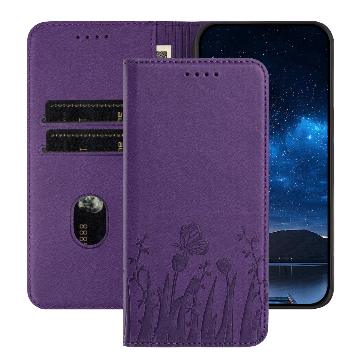 Xiaomi Redmi Note 17 5G (Global) / Xiaomi Redmi Note 17 (Indien/Kina) 5G / Xiaomi Redmi Note 17 4G (Global) Tulpan- och fjärilsmönster Magnetisk stängning PU-läder plånboksfodral